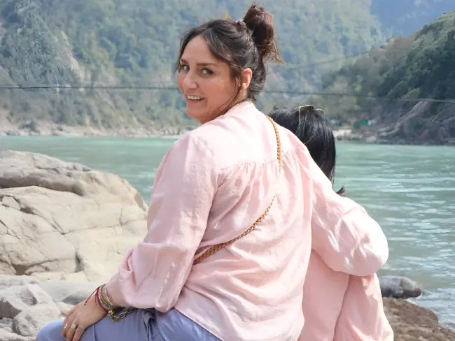 Yoga retreat group practicing pranayama in Rishikesh