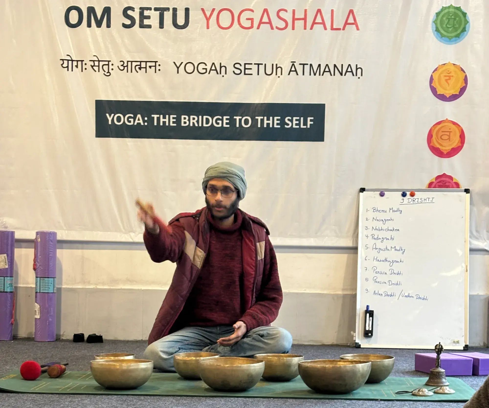 Sound healing retreat in Rishikesh - singing bowl sound healing session